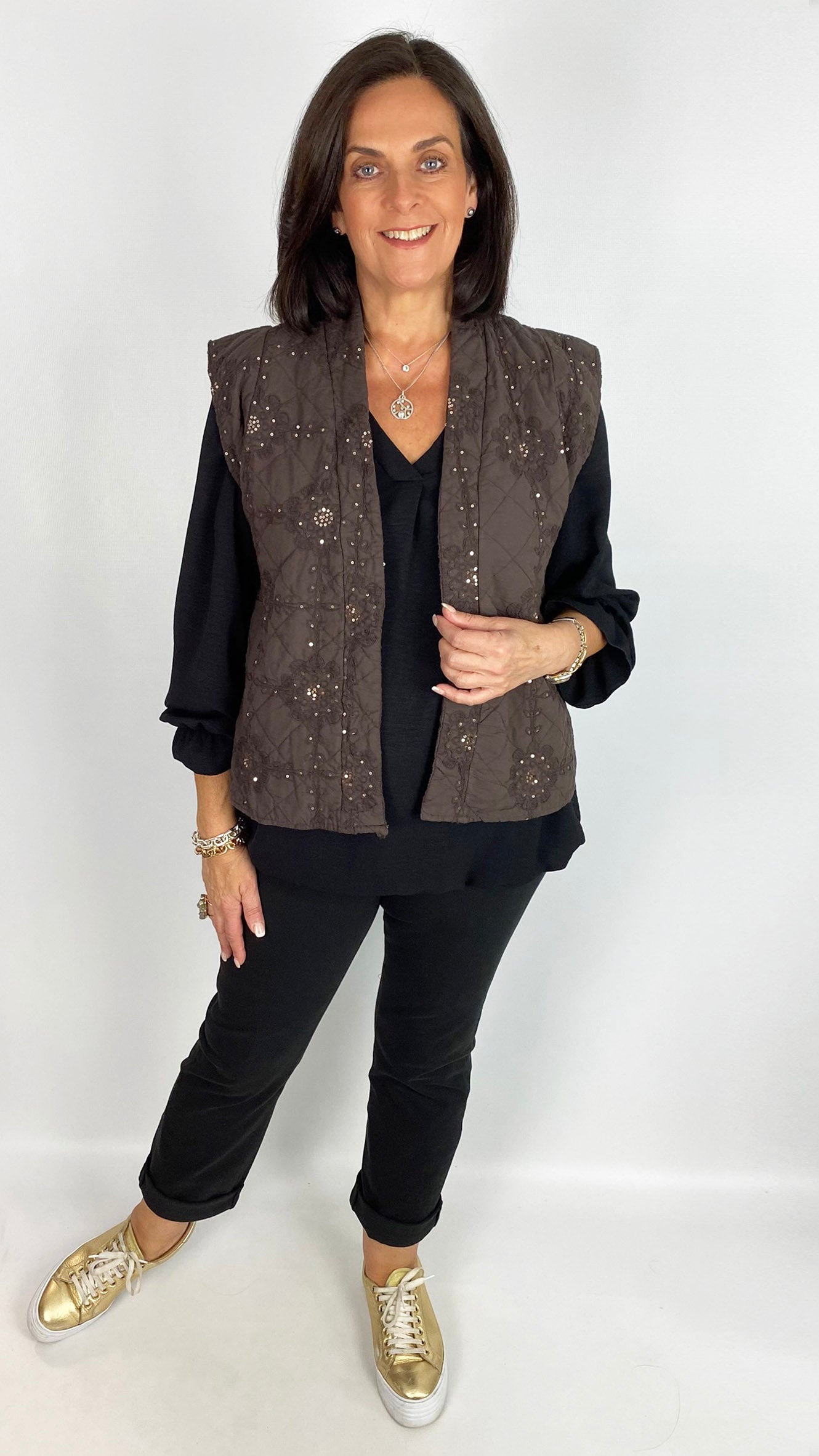 Sequin embellished edge-to-edge waistcoat | 5 Colours