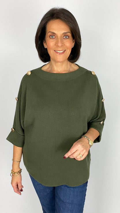 Slash neck button detail jumper | 5 Colours