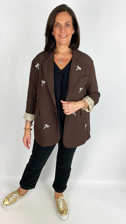 Rhinestone dragonfly embellished blazer | 3 Colours | last 1s