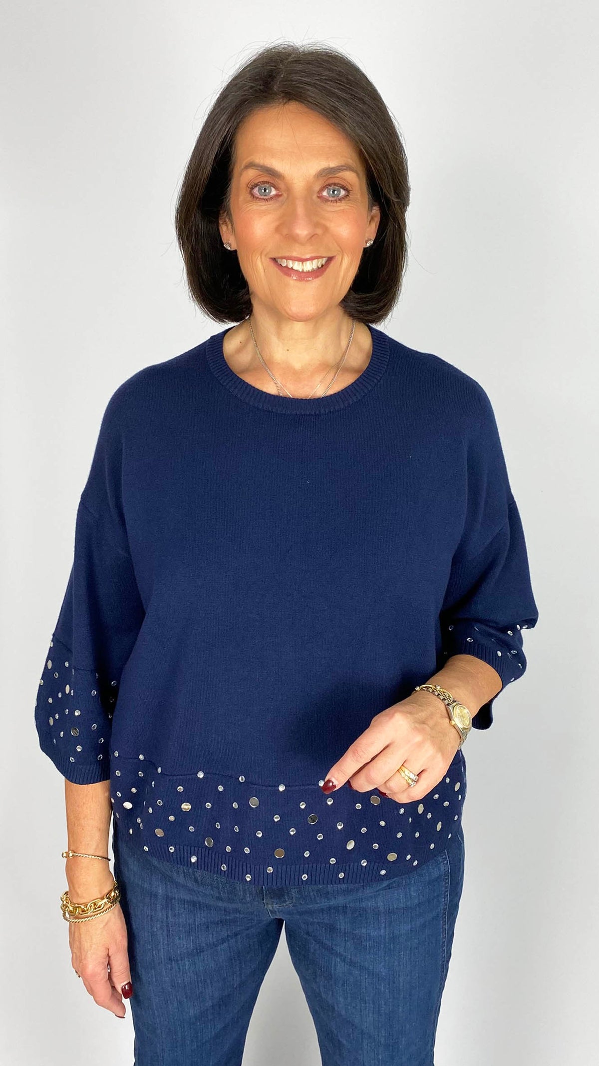Embellished hem & sleeve jumper | 3 Colours