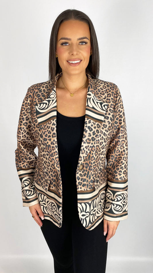 Suedette animal print blazer | Natural | last 1