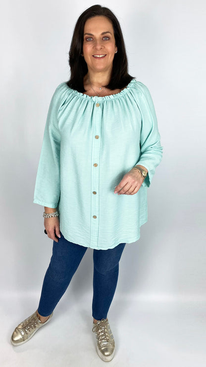On/off-the-shoulder button top (5 Colours)