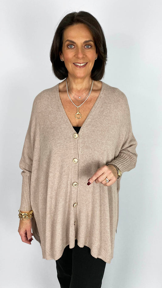 Gold button-through v-neck jumper | 6 Colours