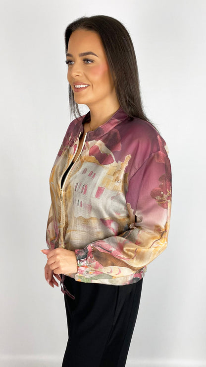Vegan silk landscape print bomber jacket | 4 Colours