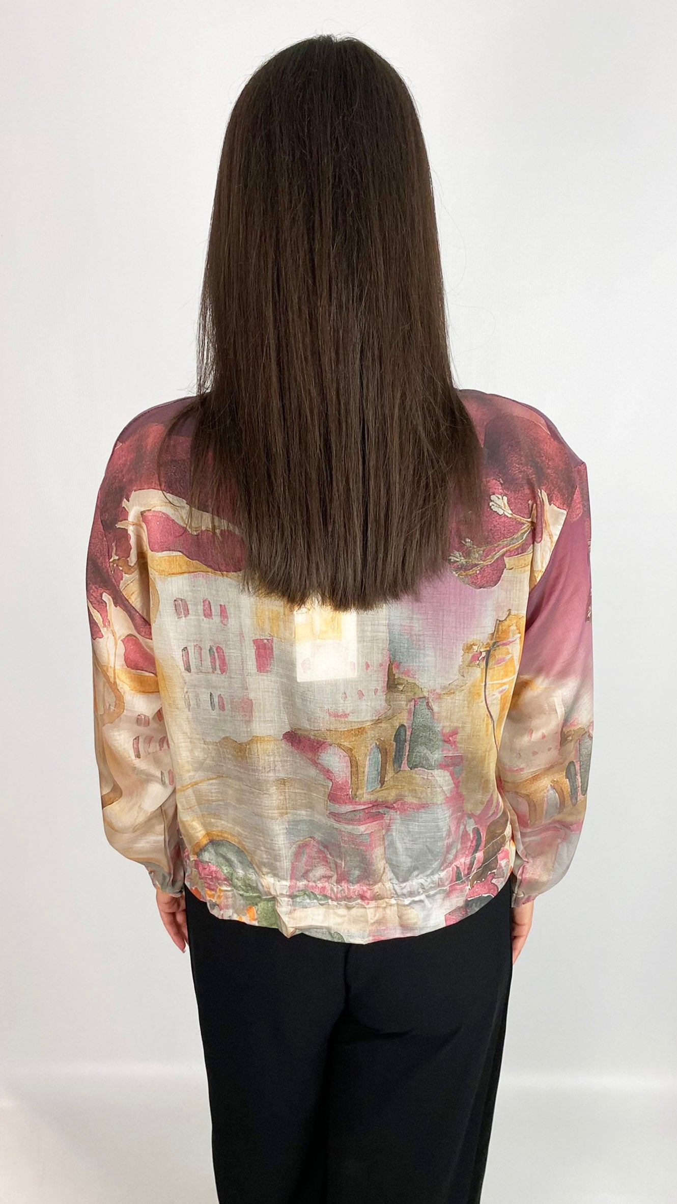 Vegan silk landscape print bomber jacket | 4 Colours