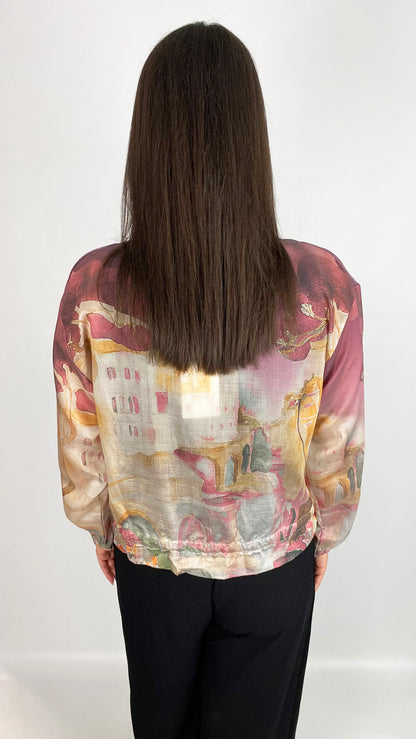Vegan silk landscape print bomber jacket | 4 Colours