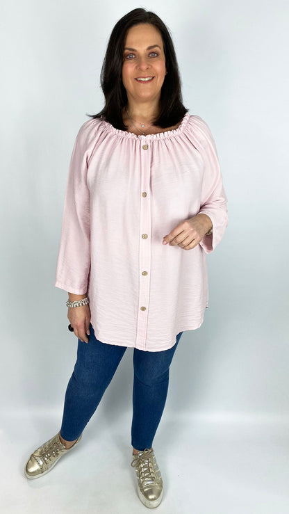 On/off-the-shoulder button top (5 Colours)
