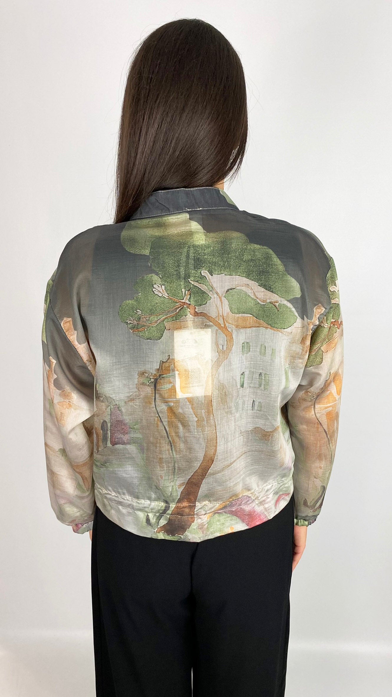 Vegan silk landscape print bomber jacket | 4 Colours