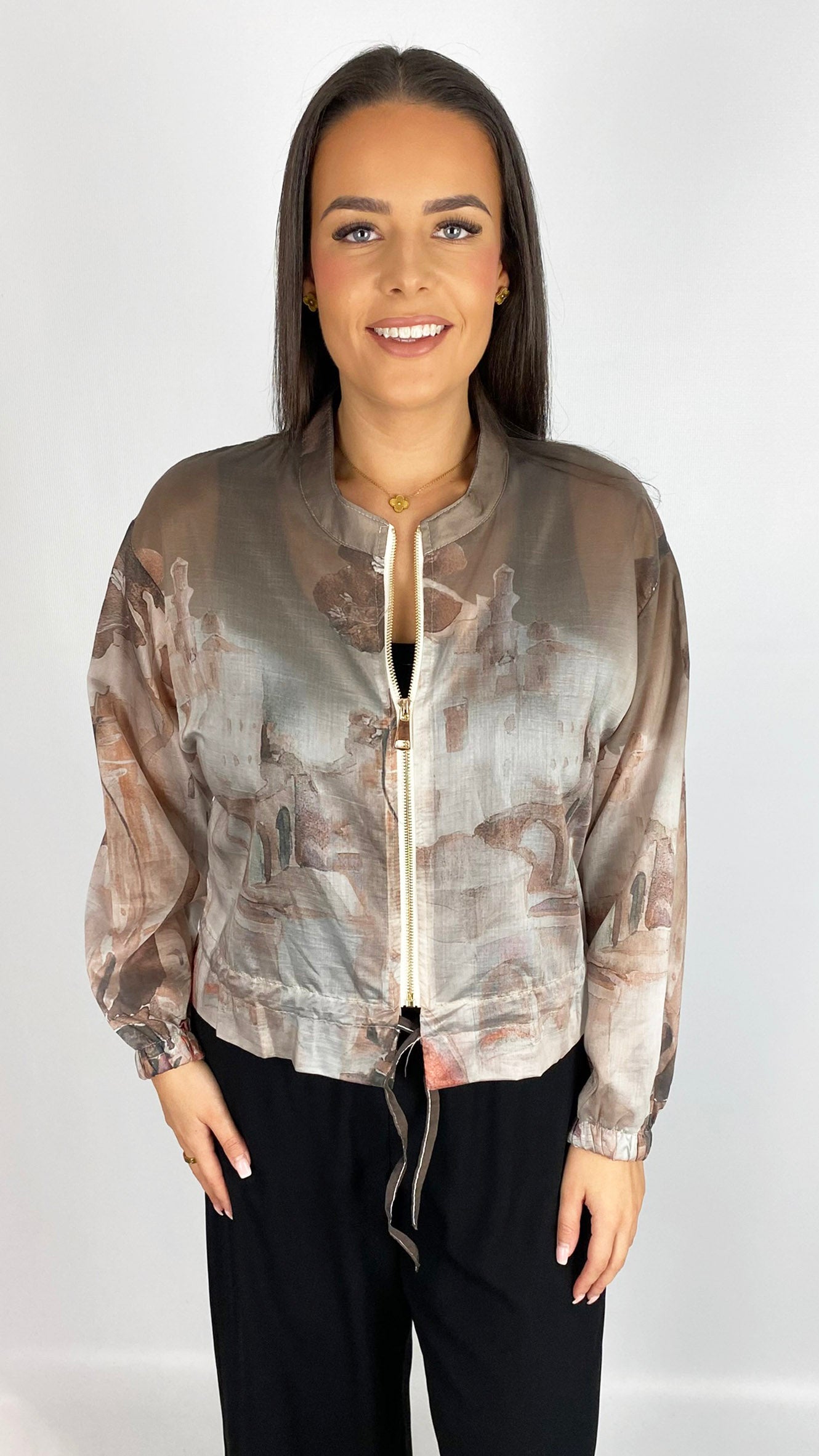 Vegan silk landscape print bomber jacket | 4 Colours