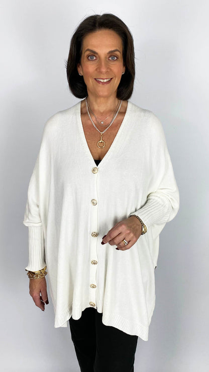Gold button-through v-neck jumper | 6 Colours