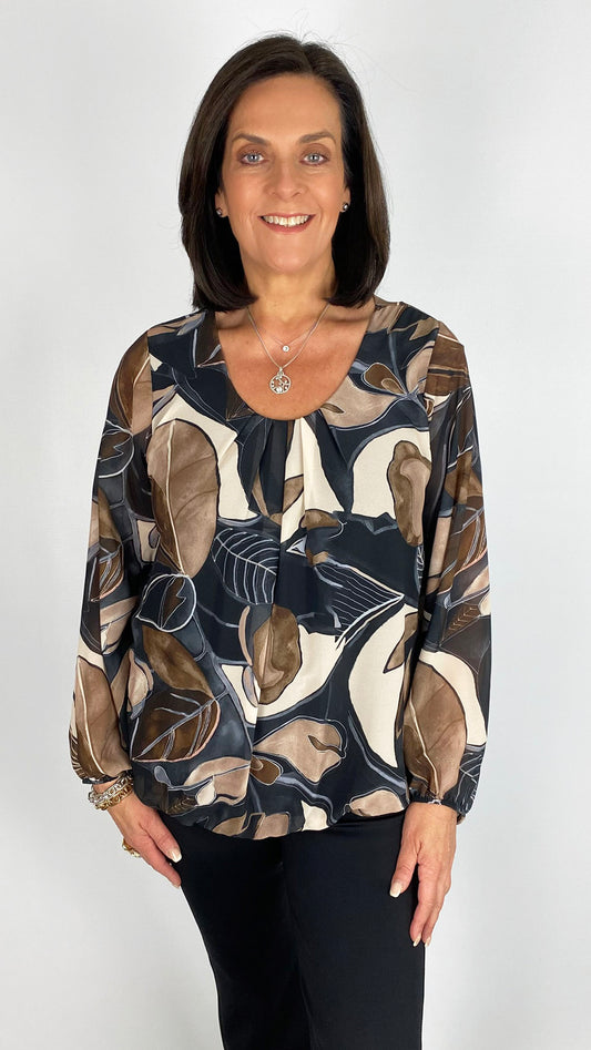Gathered hem printed chiffon top | 3 Colours