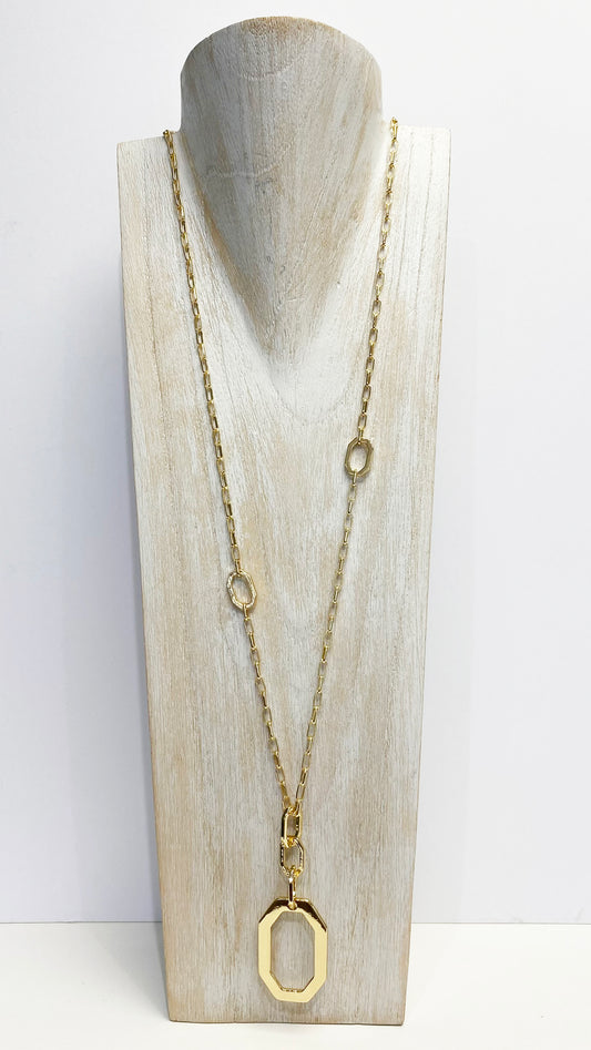 Octagon pendant necklace (Gold)