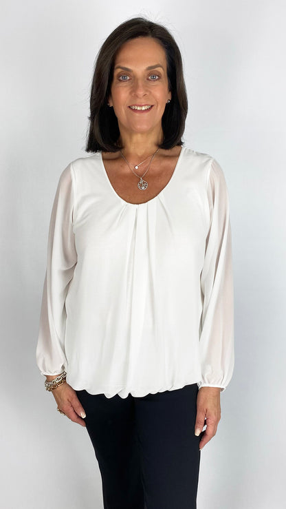 Gathered hem chiffon top | 6 Colours