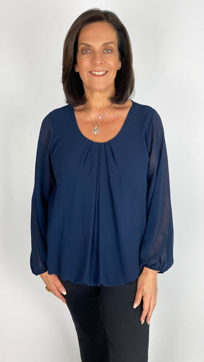 Gathered hem chiffon top | 6 Colours