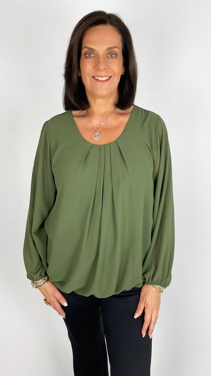 Gathered hem chiffon top | 6 Colours