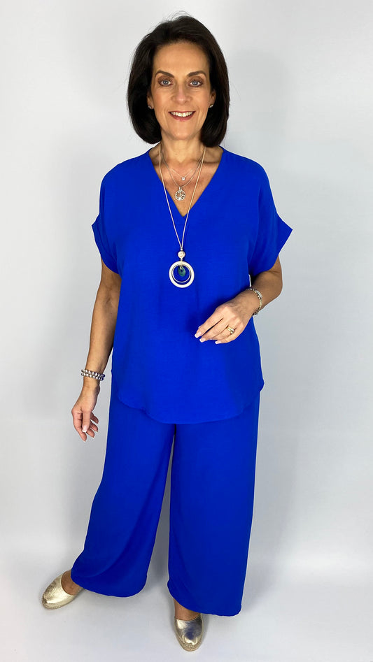 Crepe feel v-neck top & wide-leg trouser set | 5 Colours | back in! + new! colours
