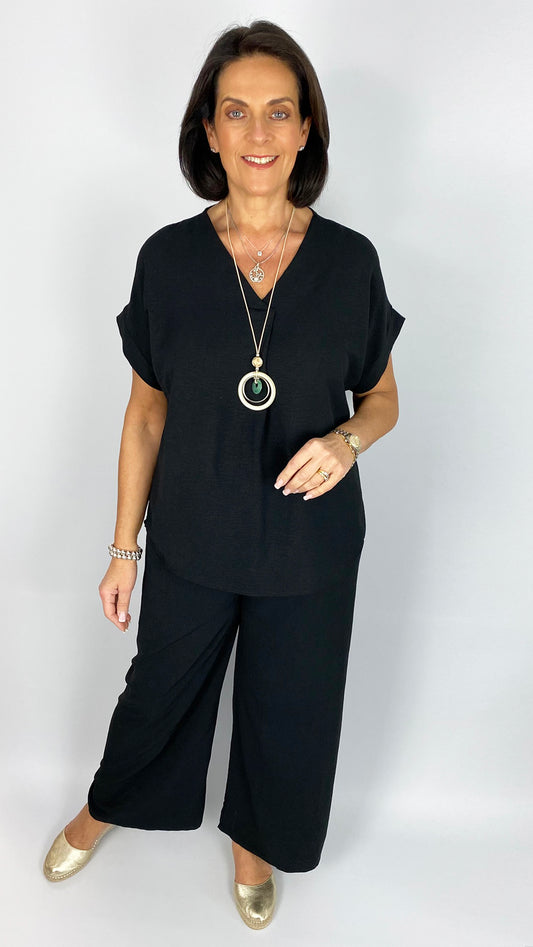 Crepe feel v-neck top & wide-leg trouser set | 5 Colours | back in!