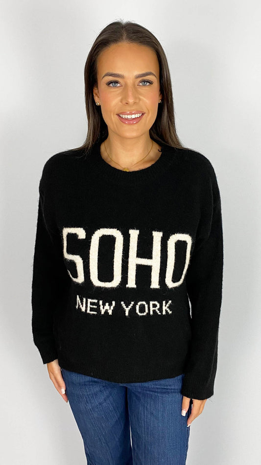 'Soho' slogan jumper | 2 Colours