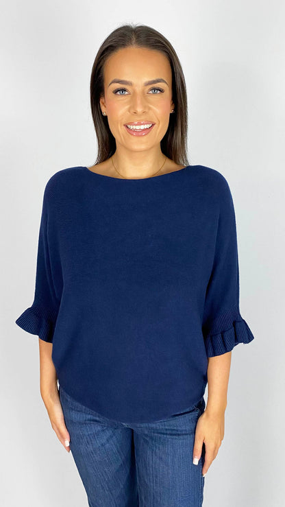 Frill sleeve batwing jumper | 6 Colours