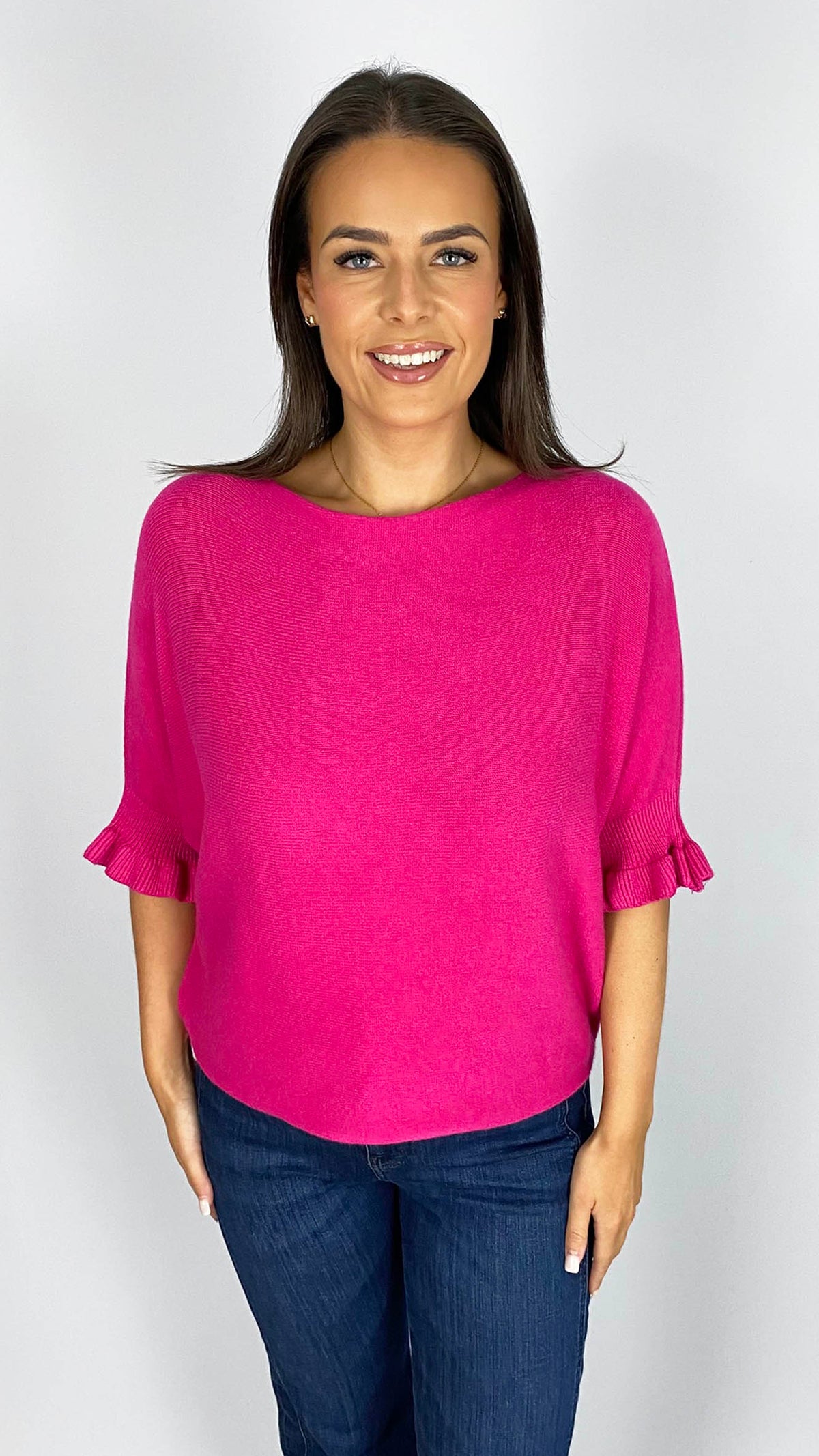 Frill sleeve batwing jumper | 6 Colours