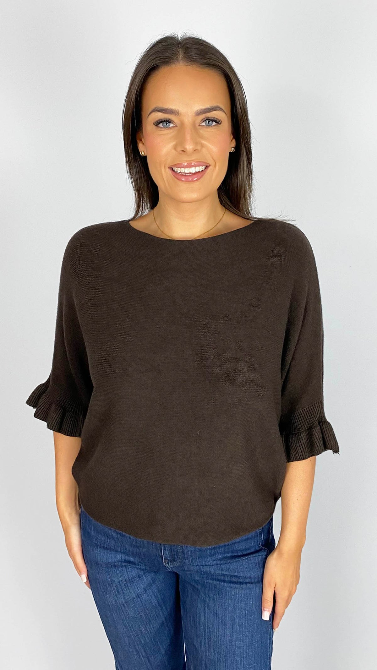 Frill sleeve batwing jumper | 6 Colours