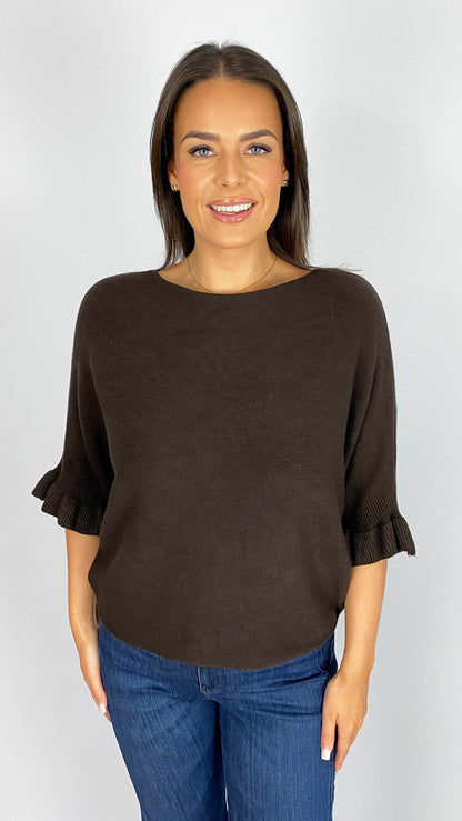 Frill sleeve batwing jumper | 6 Colours