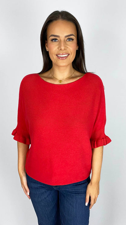 Frill sleeve batwing jumper | 6 Colours