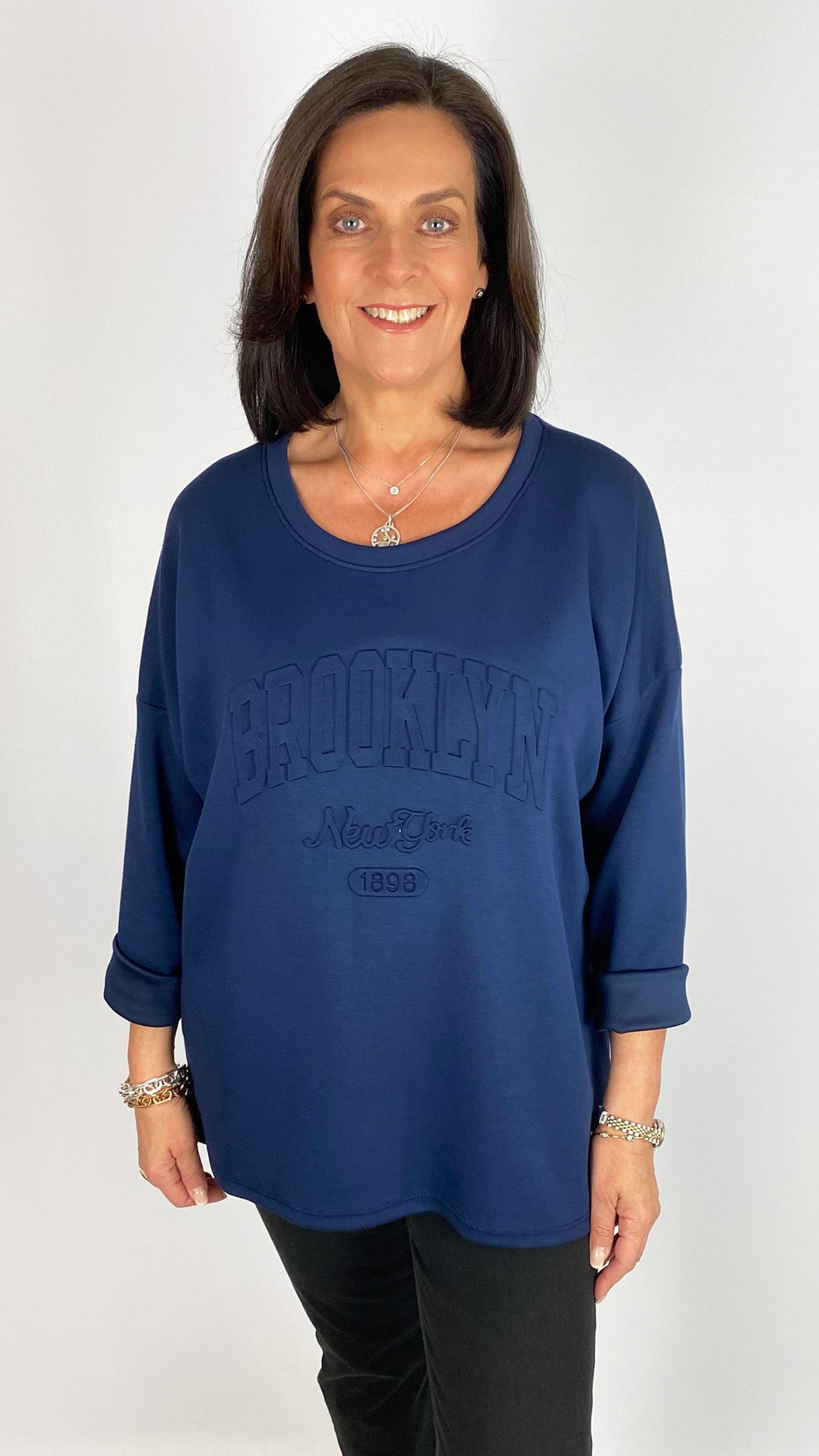 Silky soft lightweight embossed 'BROOKLYN' sweatshirt | 4 Colours | last 1s