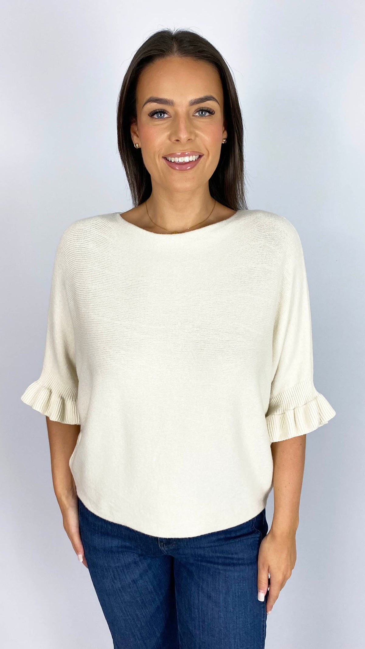 Frill sleeve batwing jumper | 6 Colours