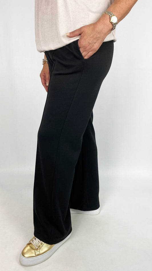 Wide-leg pull-on centre seam jogger pants | Black | last 1