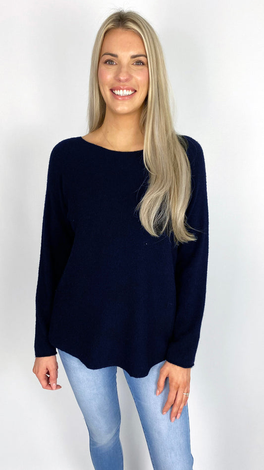 My curved hem slash neck jumper (8 Colours) - last 1s