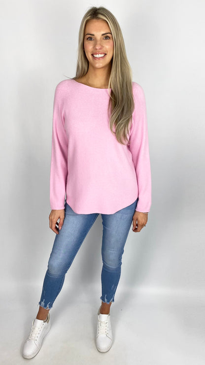 Essential curved hem slash neck jumper | 9 Colours