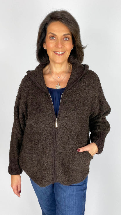 Boucle zip-through hooded jacket | 3 Colours