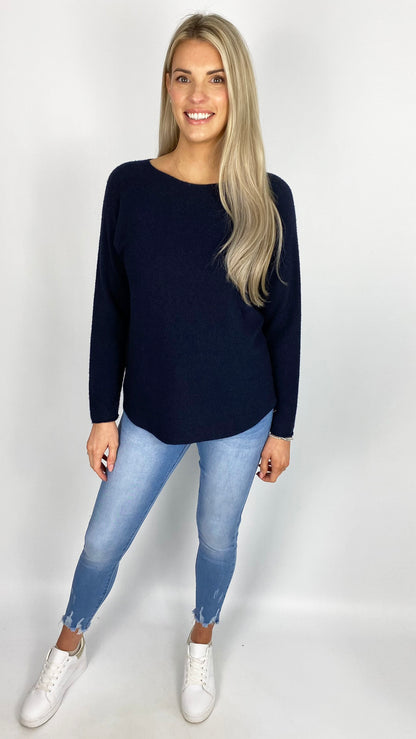 Essential curved hem slash neck jumper | 9 Colours