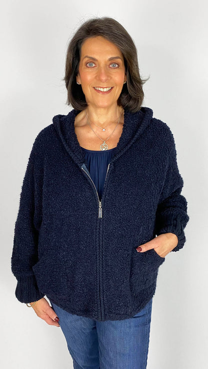 Boucle zip-through hooded jacket | 3 Colours
