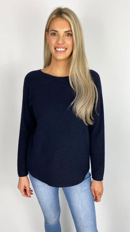 Essential curved hem slash neck jumper | 9 Colours
