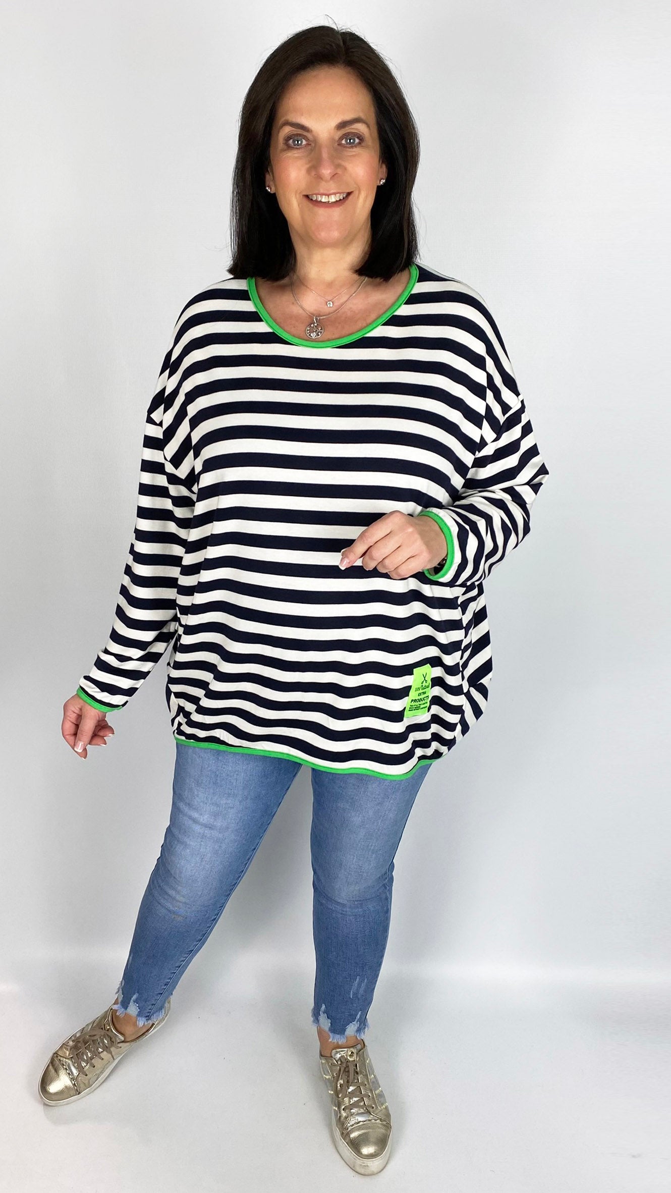 Stripe neon edged long sleeve cocoon top (4 Colours) - last 1s