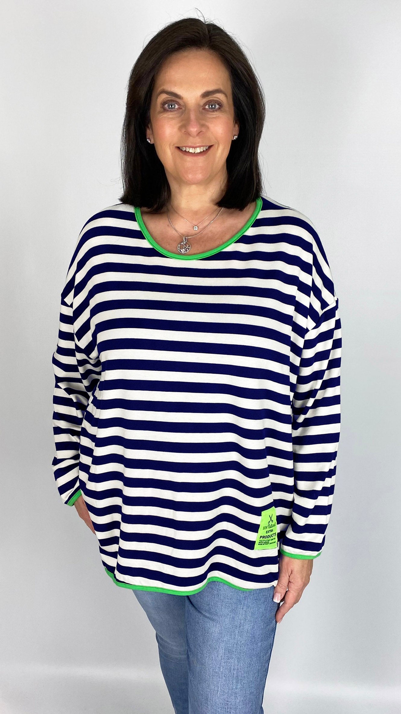 Stripe neon edged long sleeve cocoon top (4 Colours) - last 1s