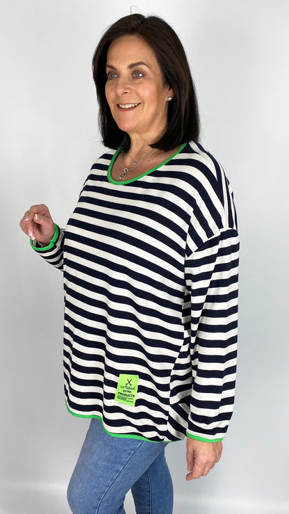 Stripe neon edged long sleeve cocoon top (4 Colours) - last 1s