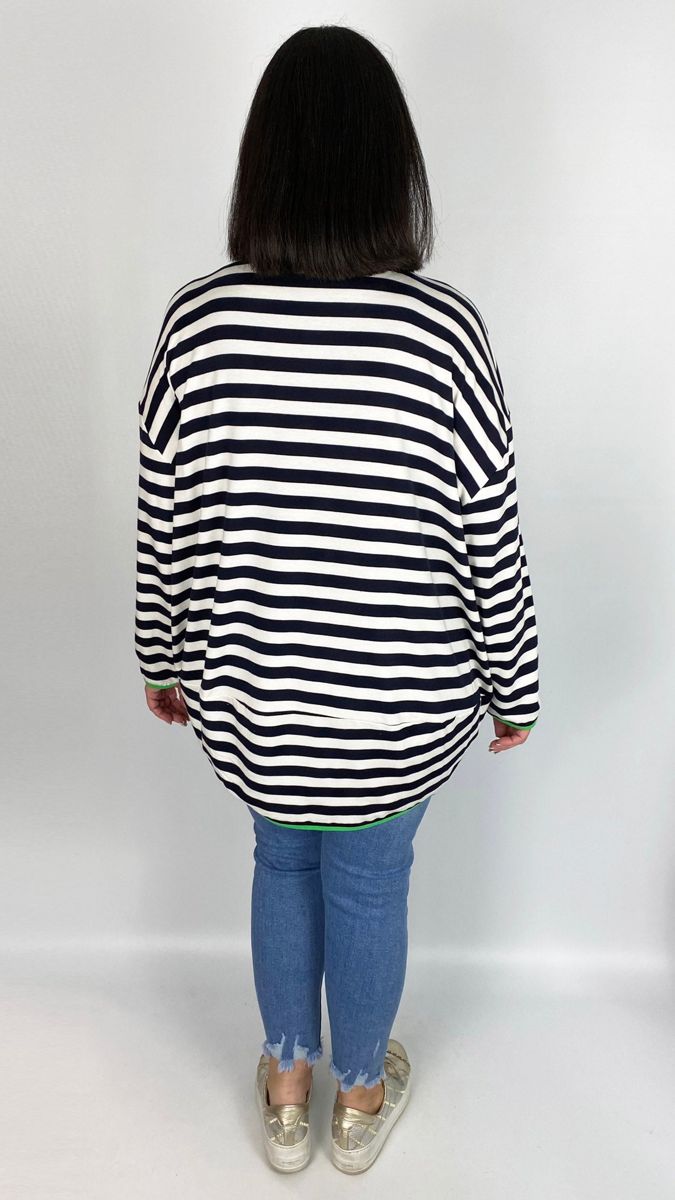 Stripe neon edged long sleeve cocoon top (4 Colours) - last 1s