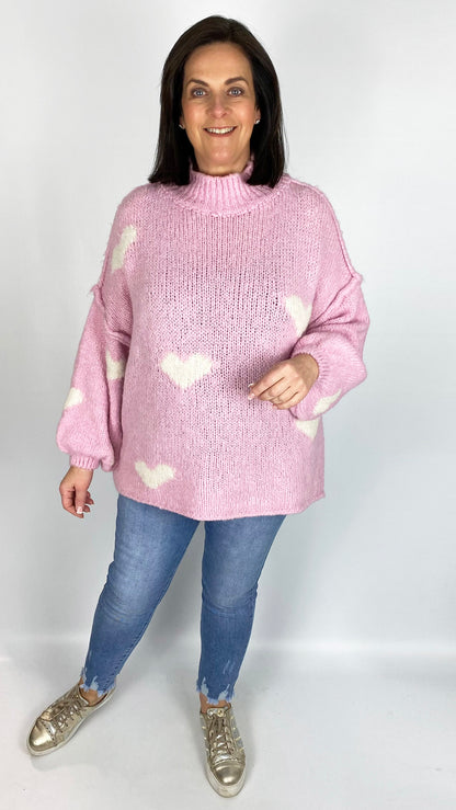 Contrast hearts exposed seam turtleneck jumper (5 Colours) - last 1