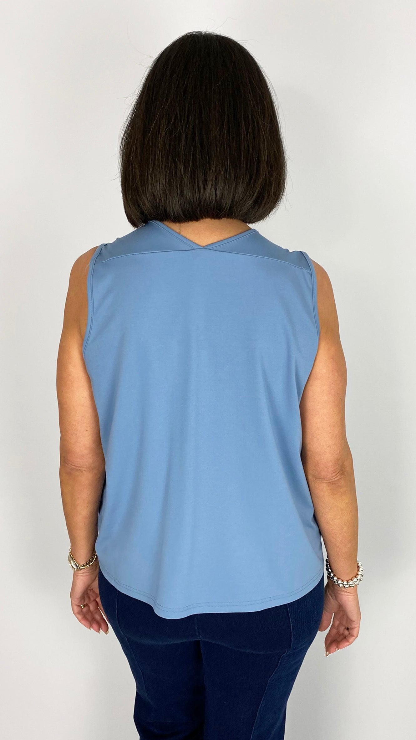 Embroidered jersey v-neck top with drawstring hem | 2 Colours | by Malissa J
