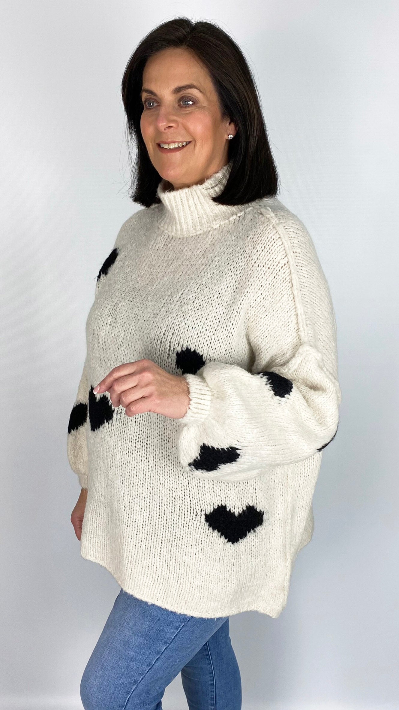 Contrast hearts exposed seam turtleneck jumper (5 Colours) - last 1