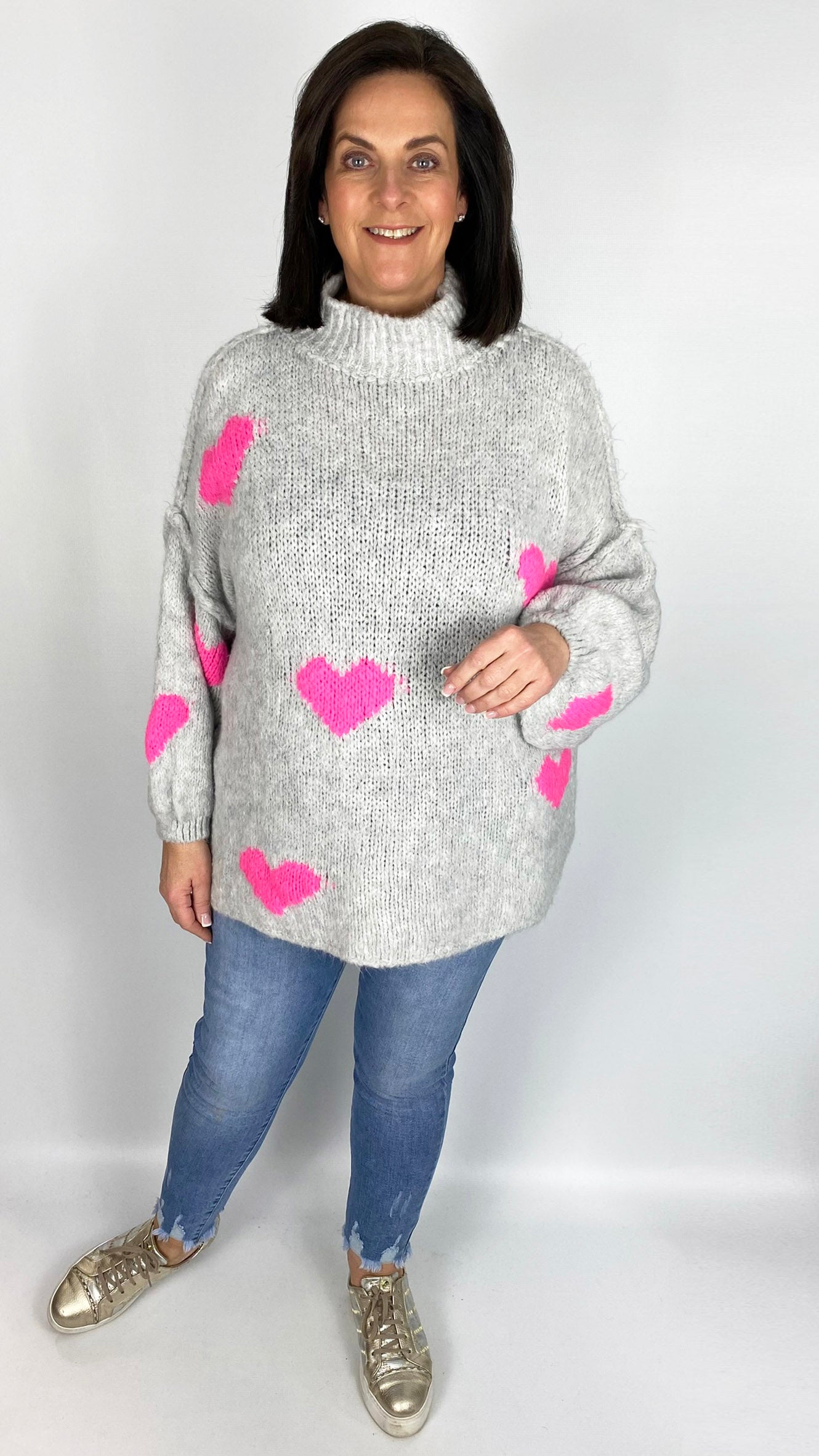 Contrast hearts exposed seam turtleneck jumper (5 Colours) - last 1