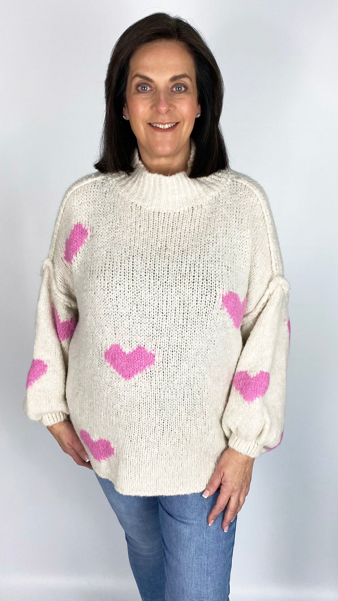 Contrast hearts exposed seam turtleneck jumper (5 Colours) - last 1