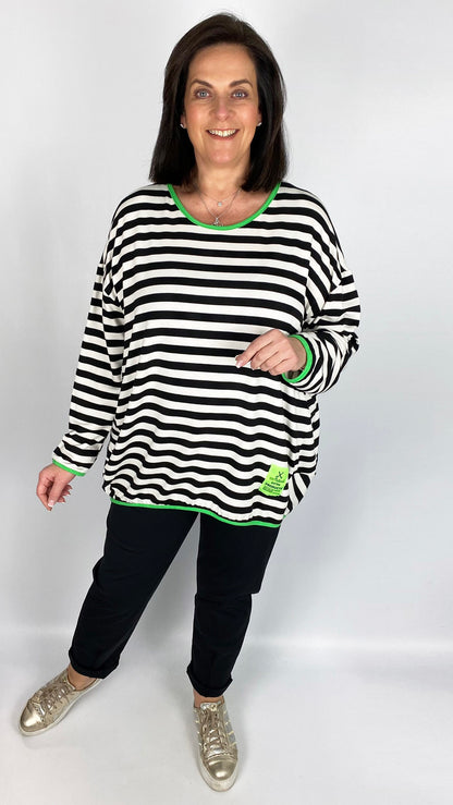 Stripe neon edged long sleeve cocoon top (4 Colours) - last 1s