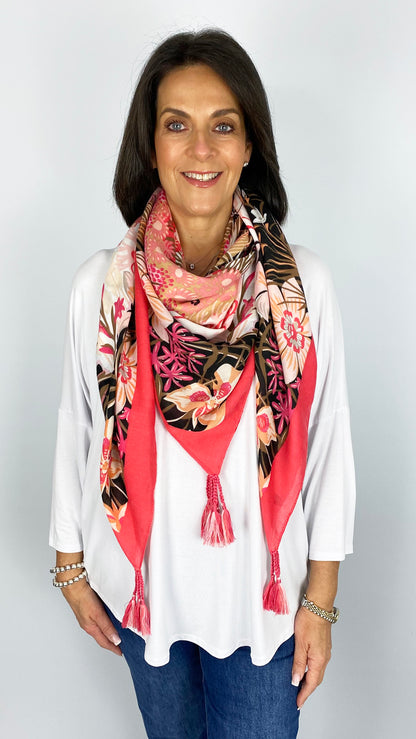 Tassel detail print square scarf | 7 Colours