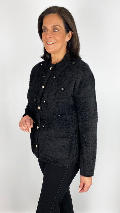 Embellished brushed knit jacket | 2 colours