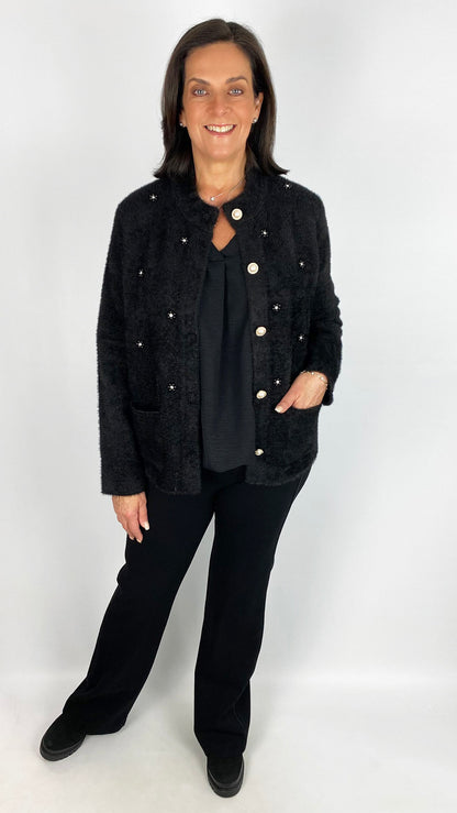 Embellished brushed knit jacket | 2 colours