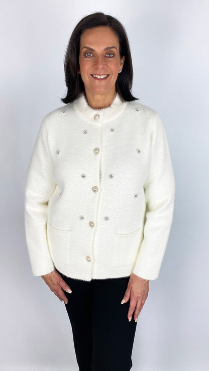 Embellished brushed knit jacket | 2 colours